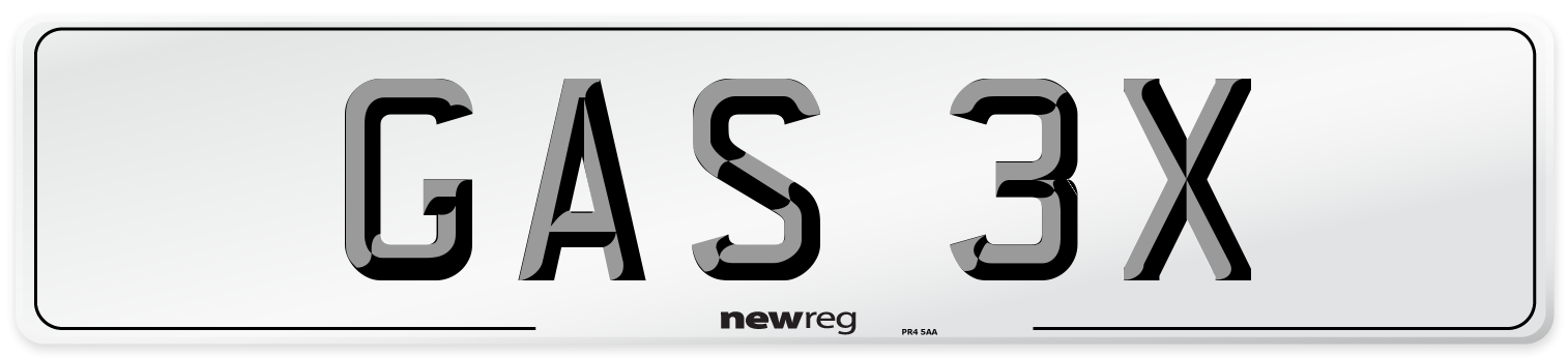 GAS 3X Number Plate from New Reg